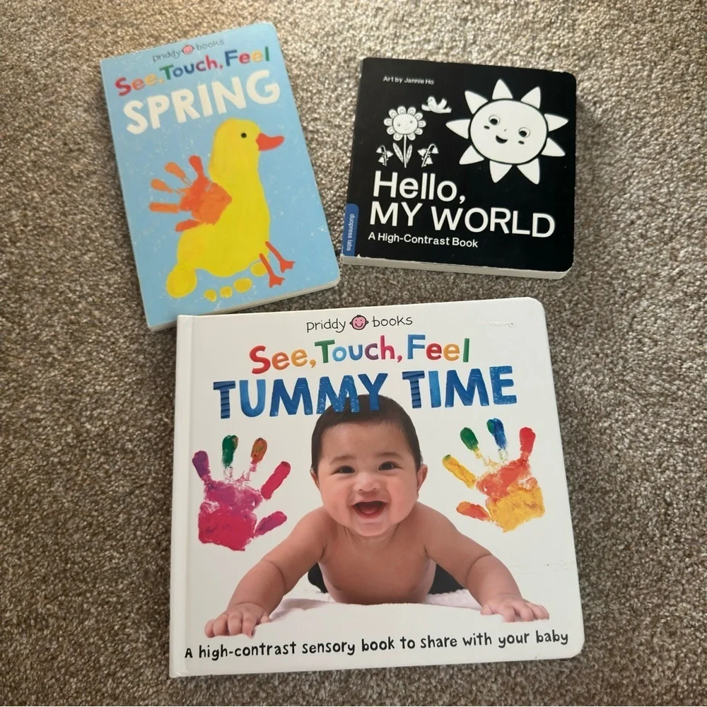Baby Book Lot- Tummy time book, Touch Book, High-Contrast Book
